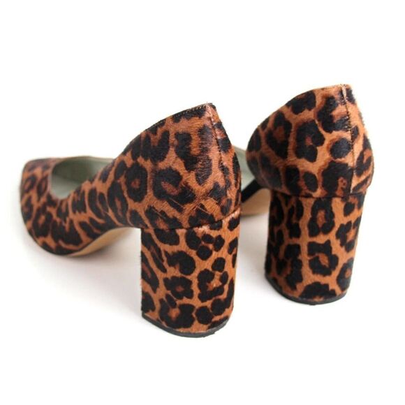 1. STATE BLACK BROWN CALF FUR ANIMAL PRINT MID HEEL POINTED TOE PUMP SHOES 9.5 M - Picture 4 of 14